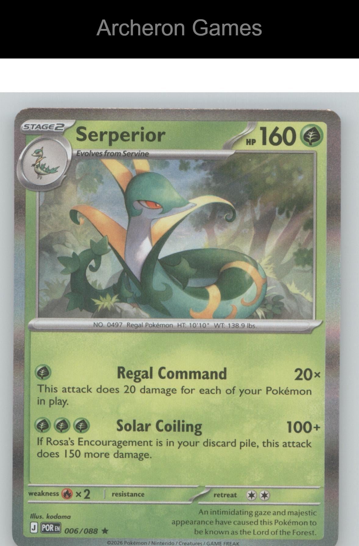 Pokemon Card Serperior ME03 006/088 R Perfect Order Holo