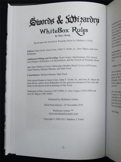 Swords & Wizardry: White Box - Mythmere Games Roleplay Hardback #1WB