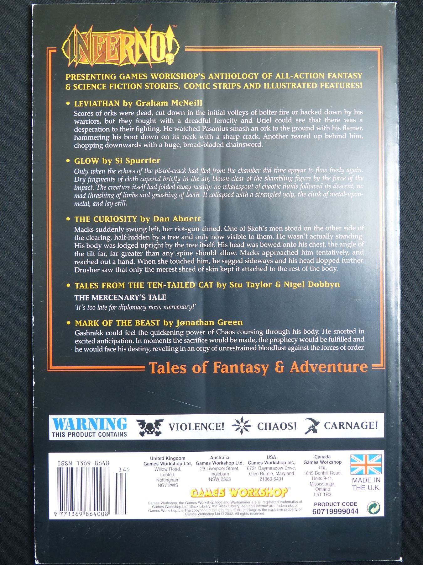 Inferno! Tales of Fantasy and Adventure #34 - Games Workshop Black Library Publication #1OC