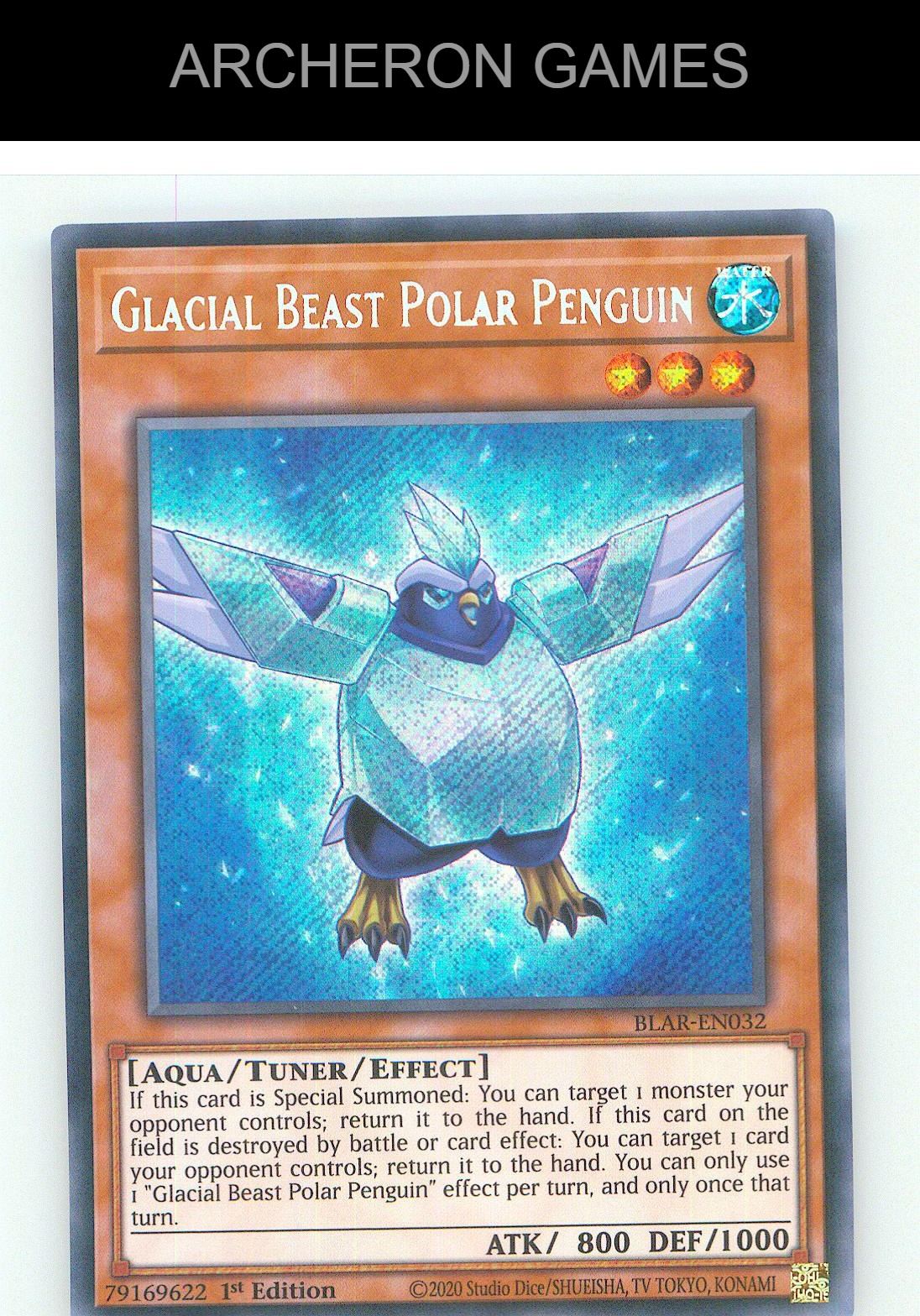 Glacial Beast Polar Penguin SEC YUGIOH Card 1st Edition
