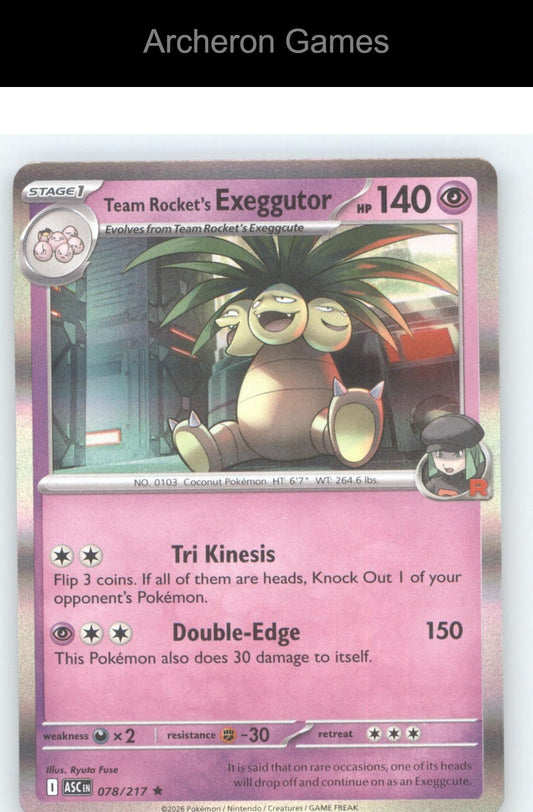 Pokemon Card Team Rocket's exeggutor ASC 078/217 R Ascended Heroes Holo