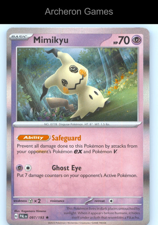 Pokemon Card Mimikyu PAL 097/193 R Paldea Evolved Holo
