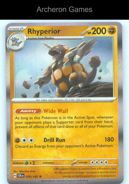 Pokemon Card Rhyperior SCR 76/142 R Stellar Crown Holo