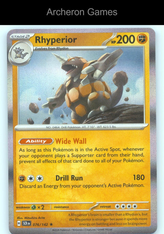 Pokemon Card Rhyperior SCR 76/142 R Stellar Crown Holo