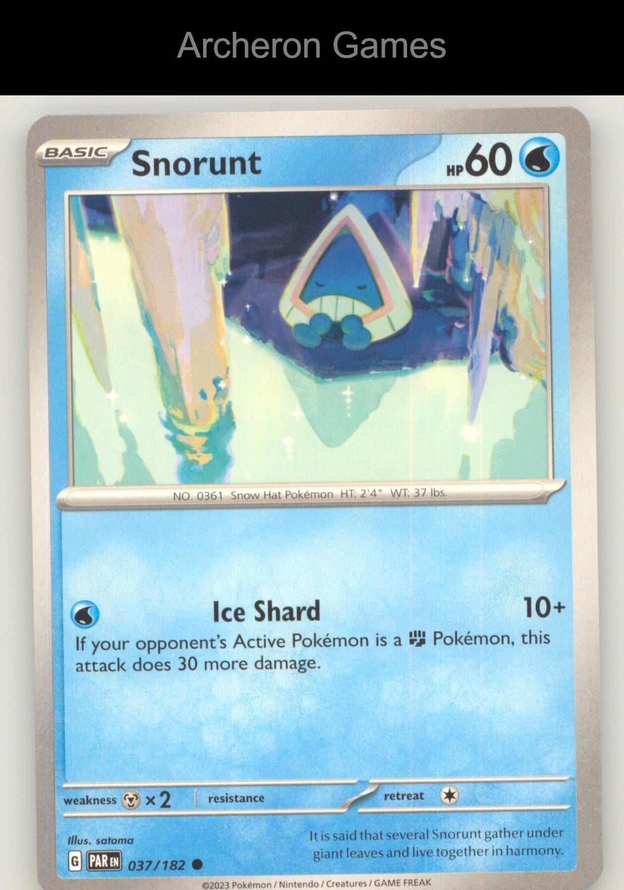 Pokemon Card Snorunt PAR 037/182 C Paradox Rift