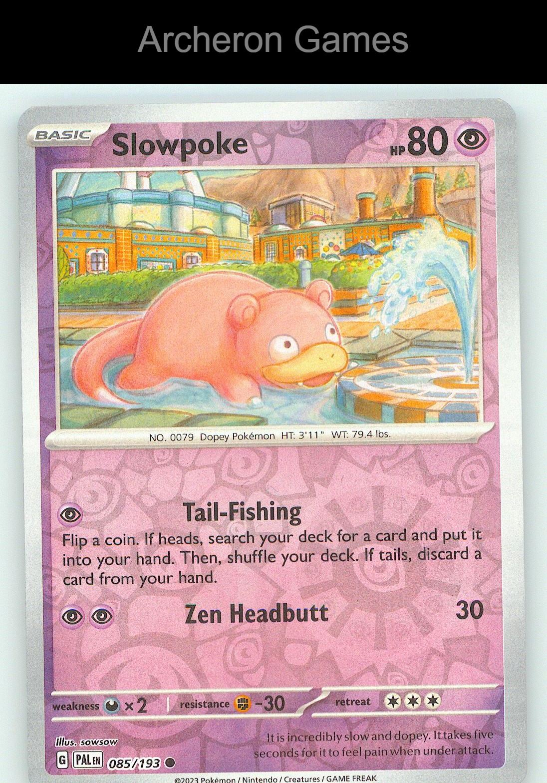 Pokemon Card Slowpoke PAL 085/193 C Paldea Evolved Reverse Holo