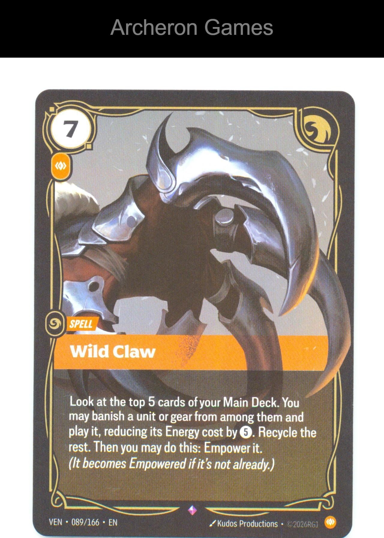 Wild Claw VEN 089/166 R Vendetta Riftbound Card Foil