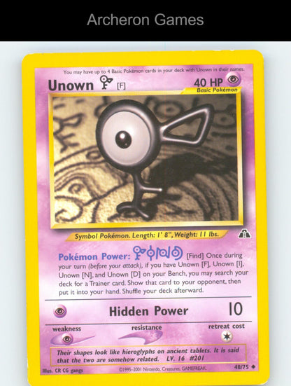 Pokemon Card Unown [F] N2 48/75 UC Neo Discovery Unlimited