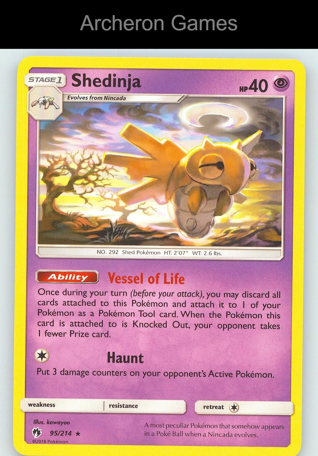 Pokemon Card Shedinja LOT 95/214 R Lost Thunder