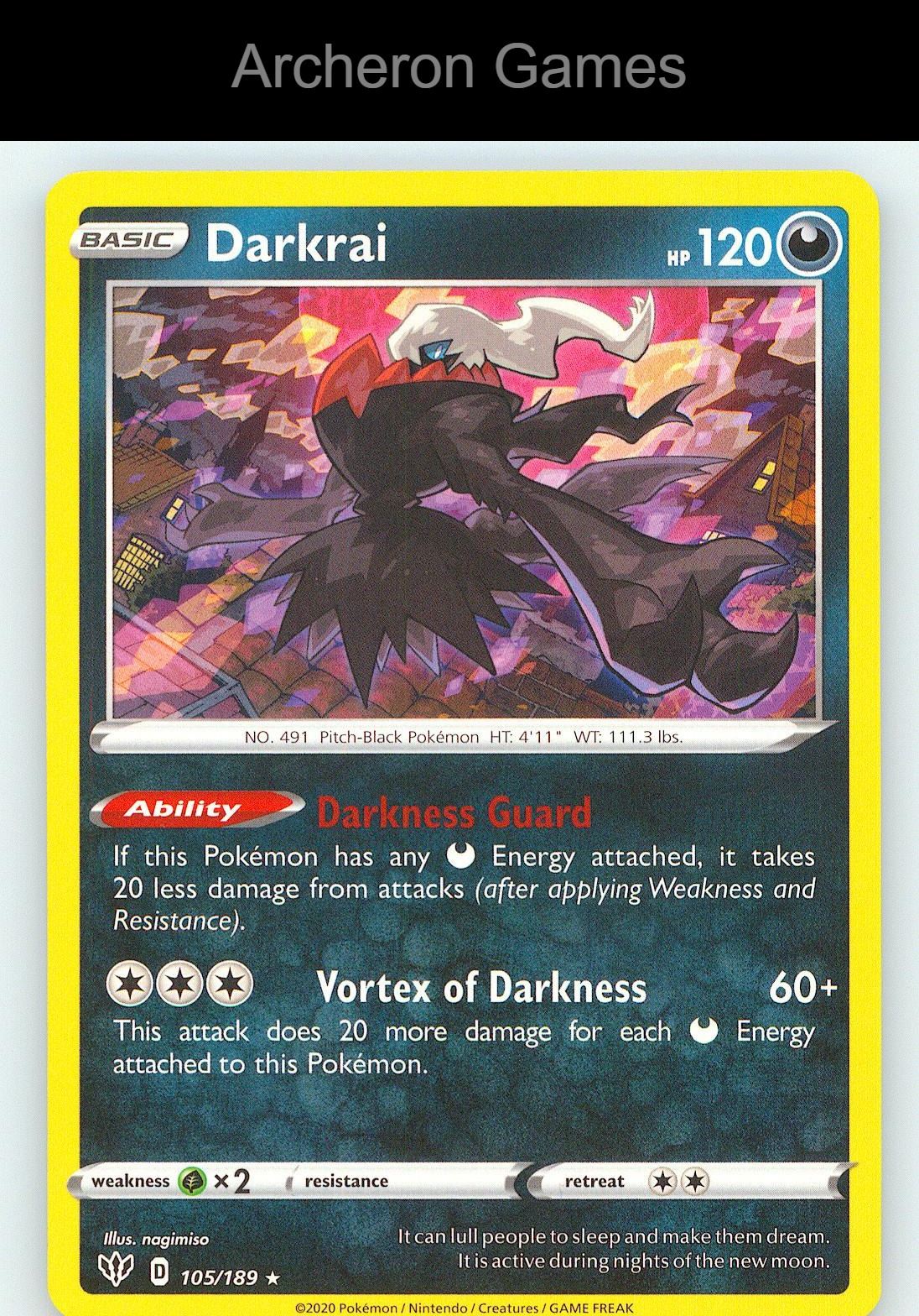 Pokemon Card Darkrai TTBB 105/189 HOLO P Trick or Trade BOOster