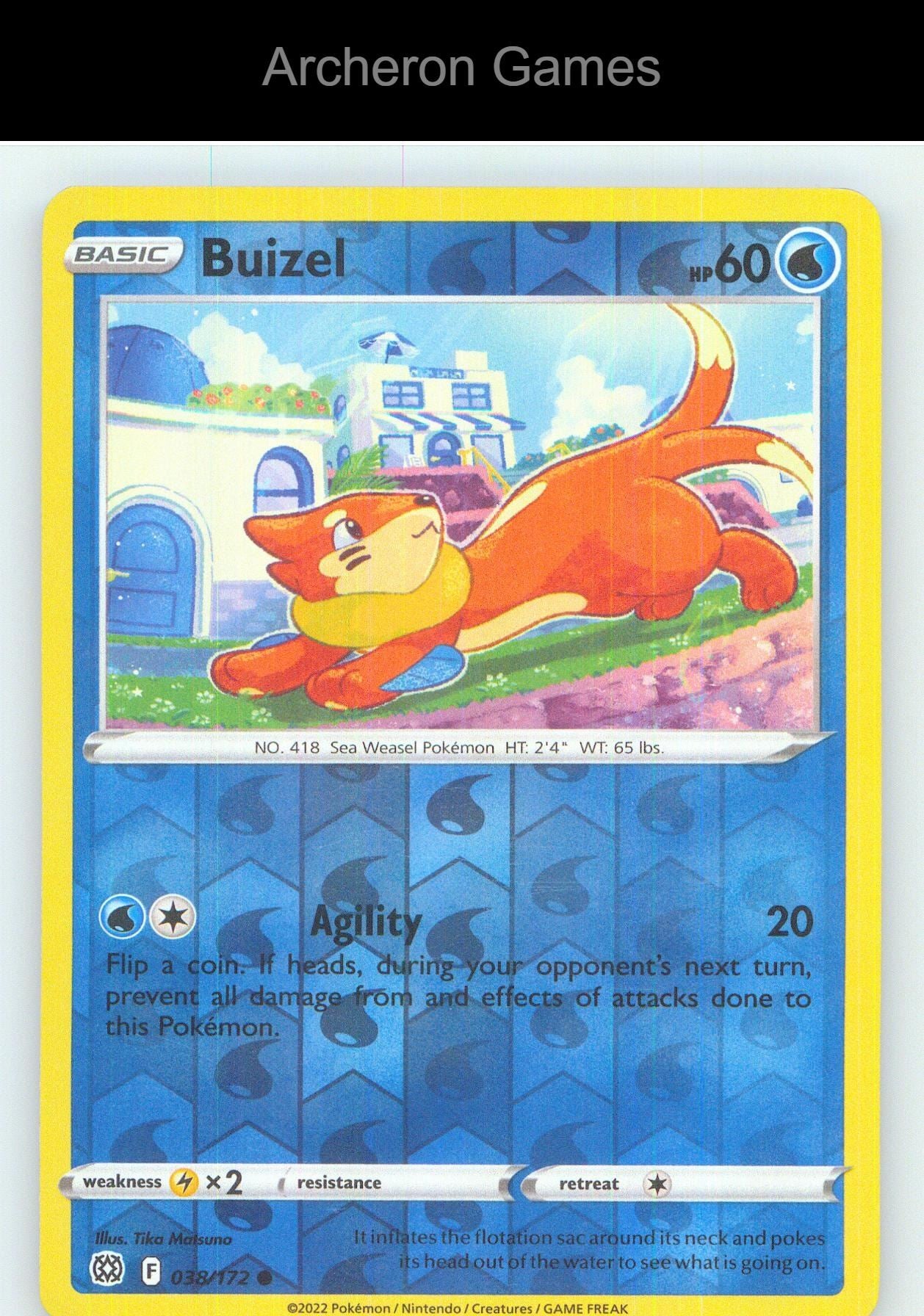 Pokemon Card Buizel BRS 038/172 C Brilliant Stars Reverse Holo