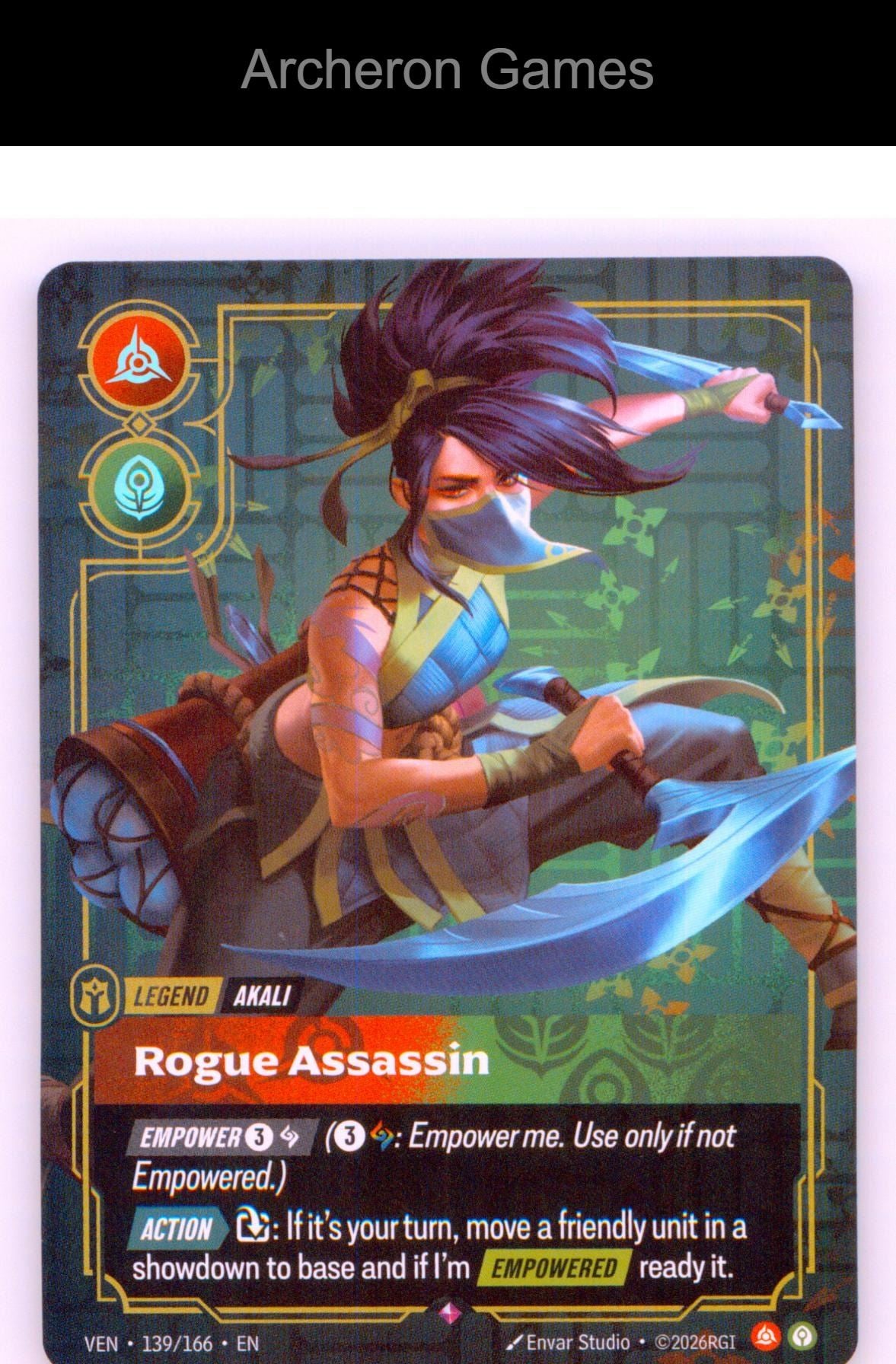 Akali - Rogue Assassin VEN 139/166 R Vendetta Riftbound Card