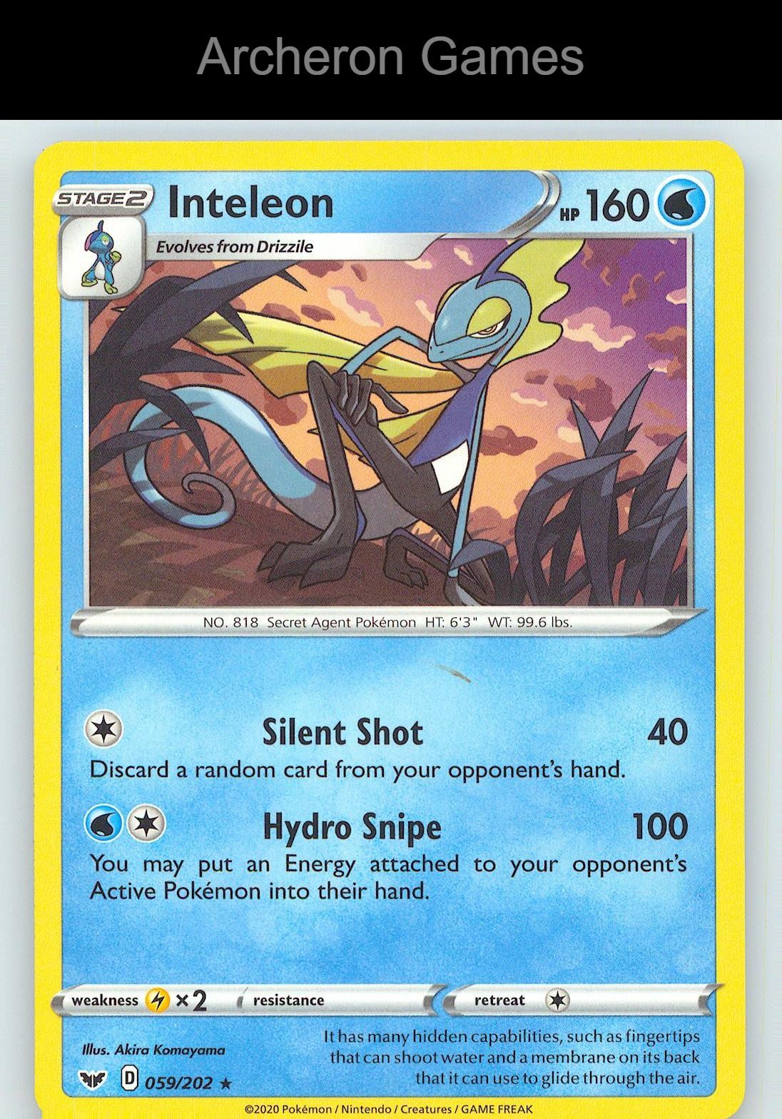 Pokemon Card Inteleon SSH 059/202 R Sword & Shield
