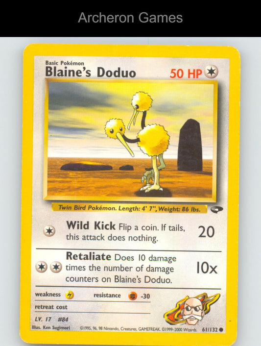 Pokemon Card Blaine's Doduo G2 61/132 C Gym Challenge Unlimited