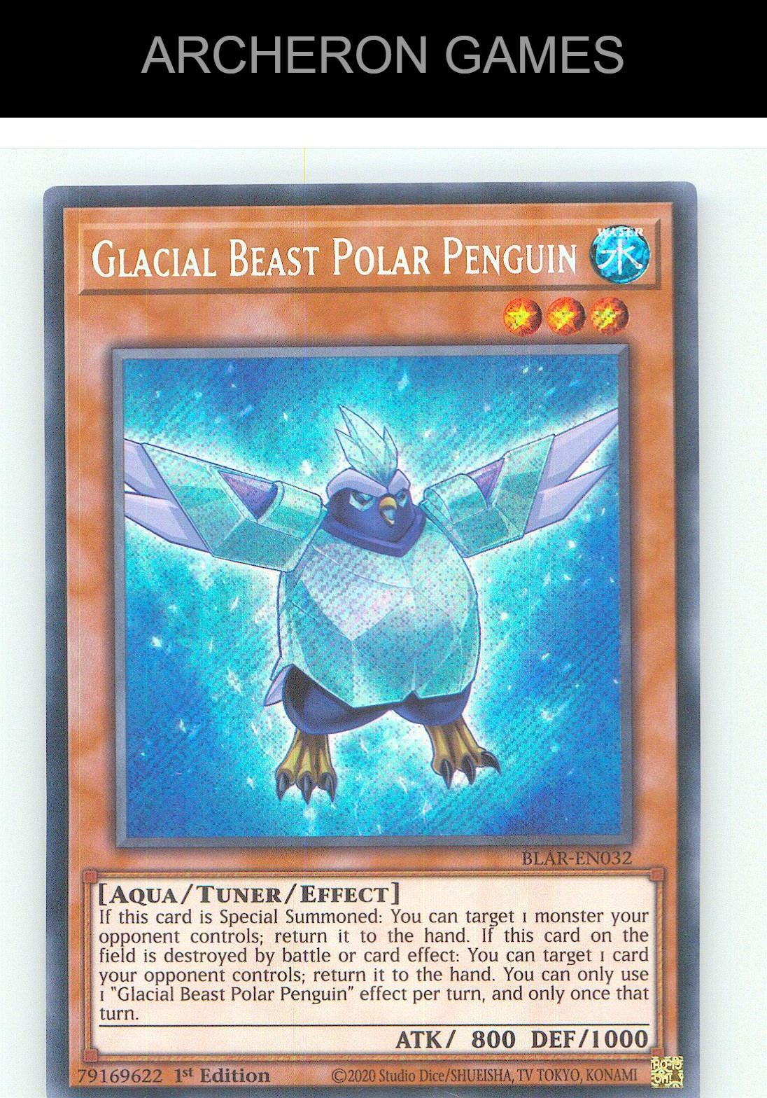 Glacial Beast Polar Penguin SEC YUGIOH Card 1st Edition