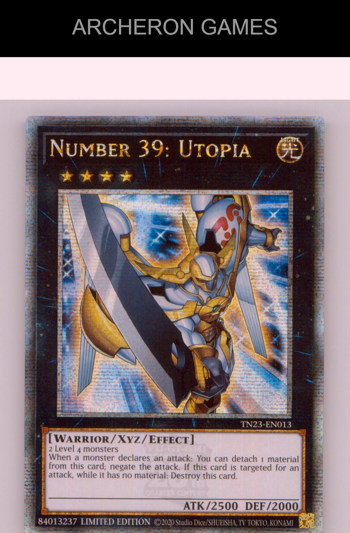 Number 39: Utopia (Quarter Century Secret Rare) YUGIOH Card Limited