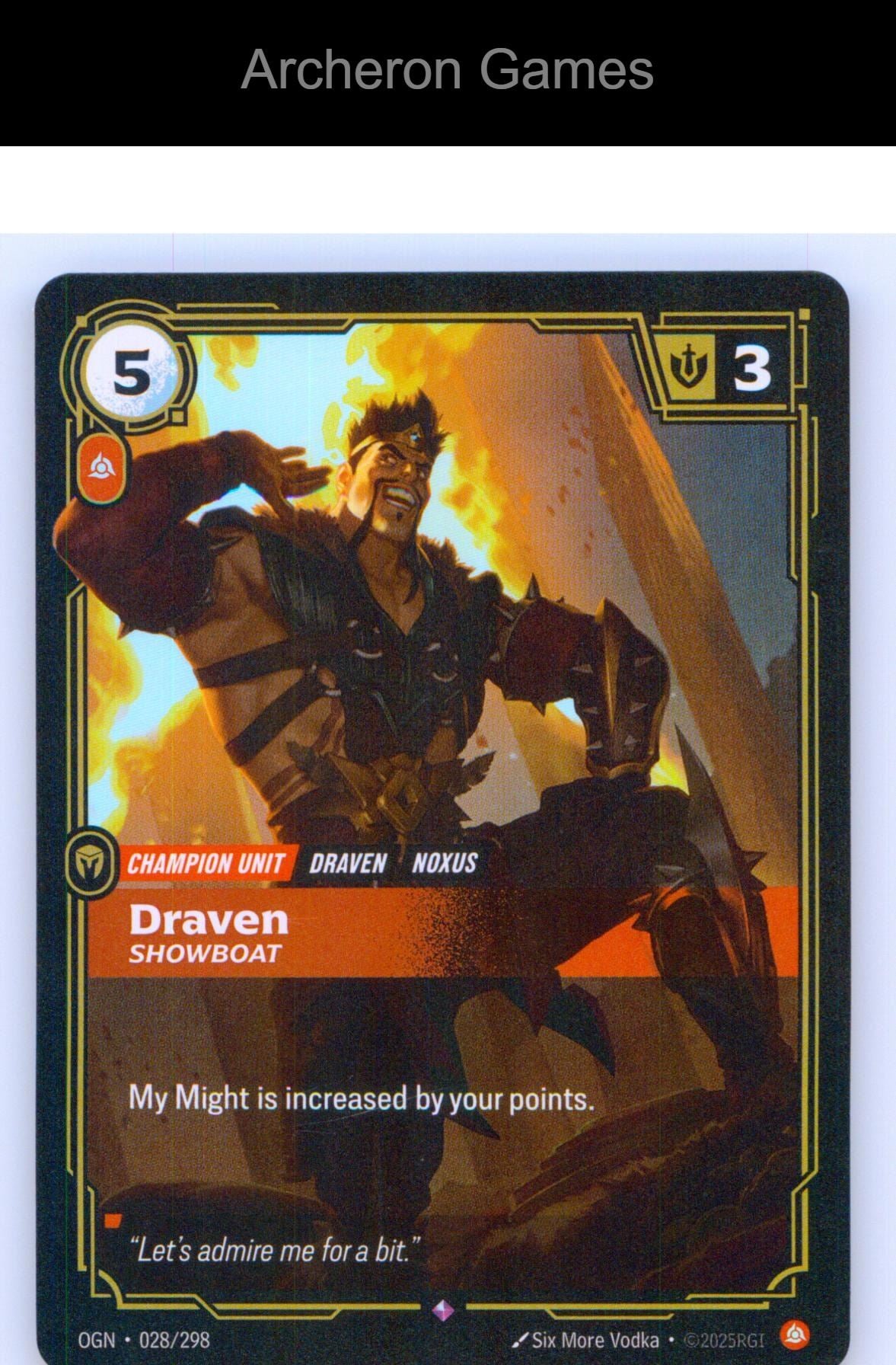 Draven - Showboat OGN 028/298 R Origins Riftbound Card