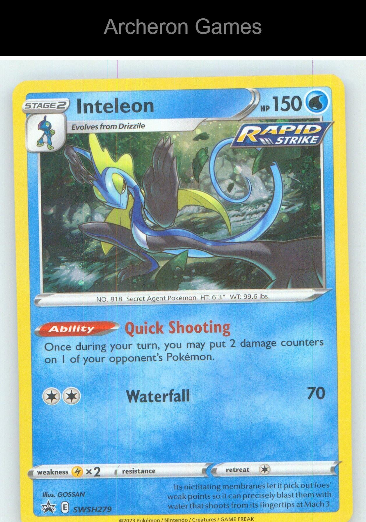 Pokemon Card Inteleon SWSD SWSH279 HOLO P Sword & Shield Promo