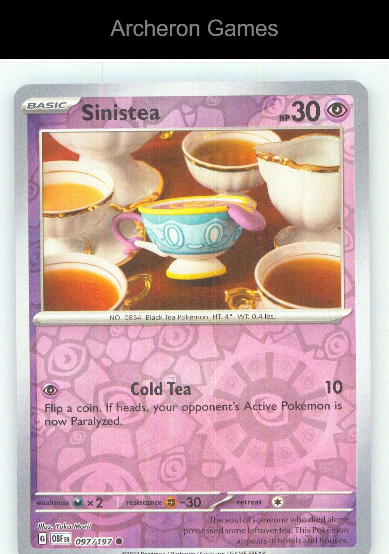 Pokemon Card Sinistea OBF 097/197 C Obsidian Flames Reverse Holo