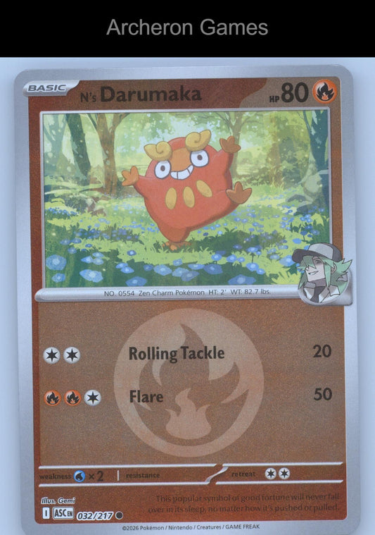 Pokemon Card N's Darumaka (Energy Symbol Pattern) ASC 032/217  Reverse Holo