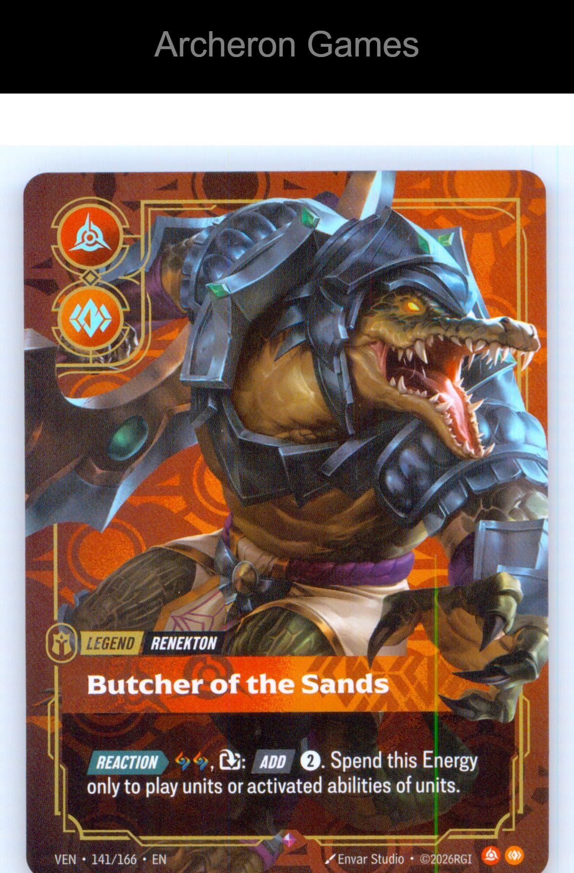 Renekton - Butcher of the Sands VEN 141/166 R Vendetta Riftbound Card
