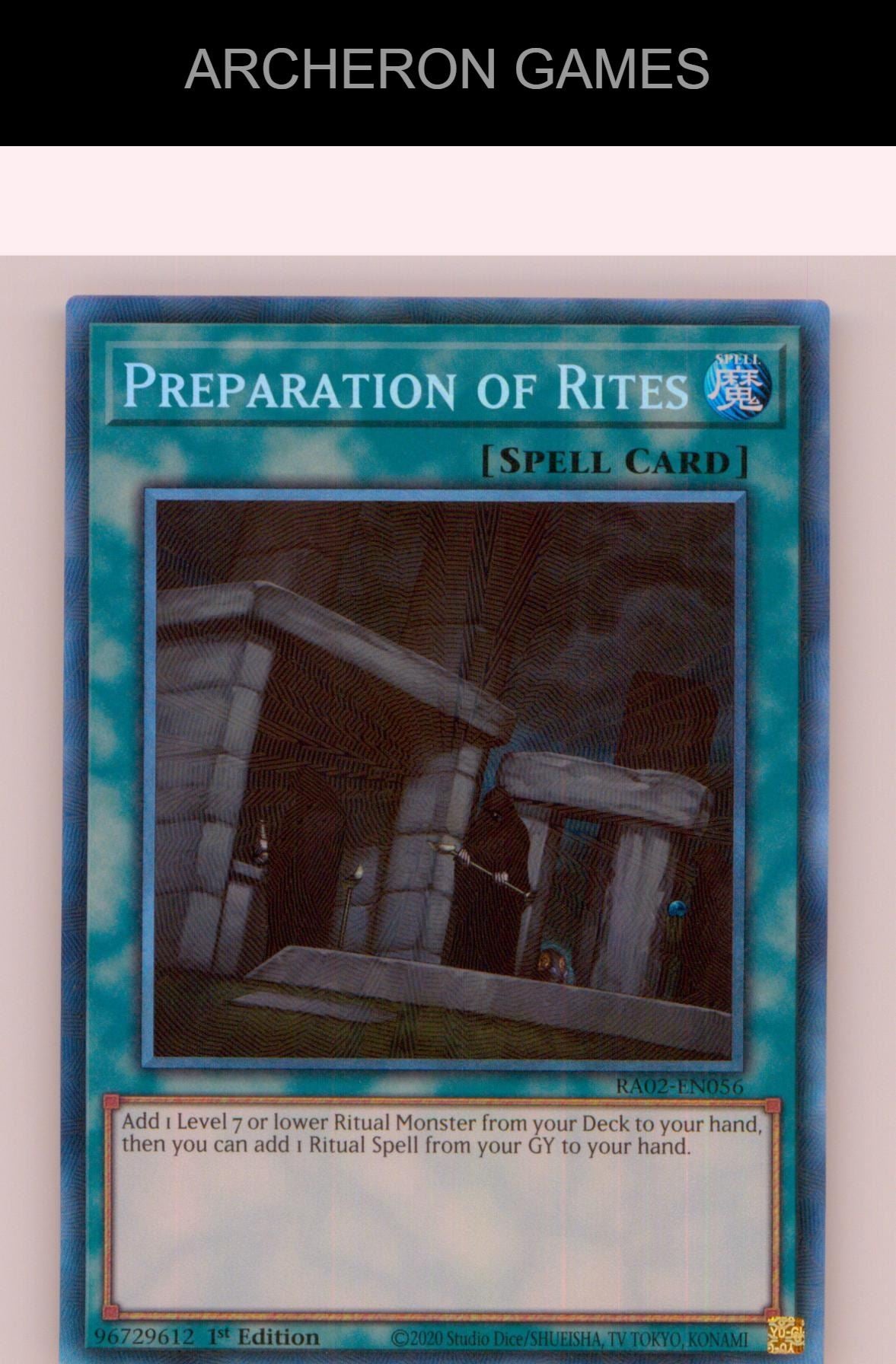 Preparation of Rites (PCR) Prismatic Collector's Rare YUGIOH Card 1st Edition