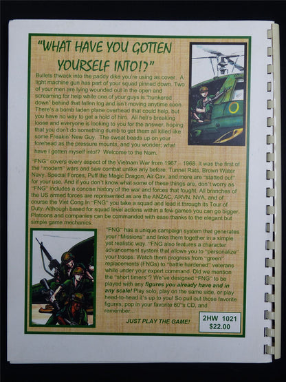 FNG: Game of Man to Man Combat During the Veitnam War by Two Hour Wargames - Booklet #BX
