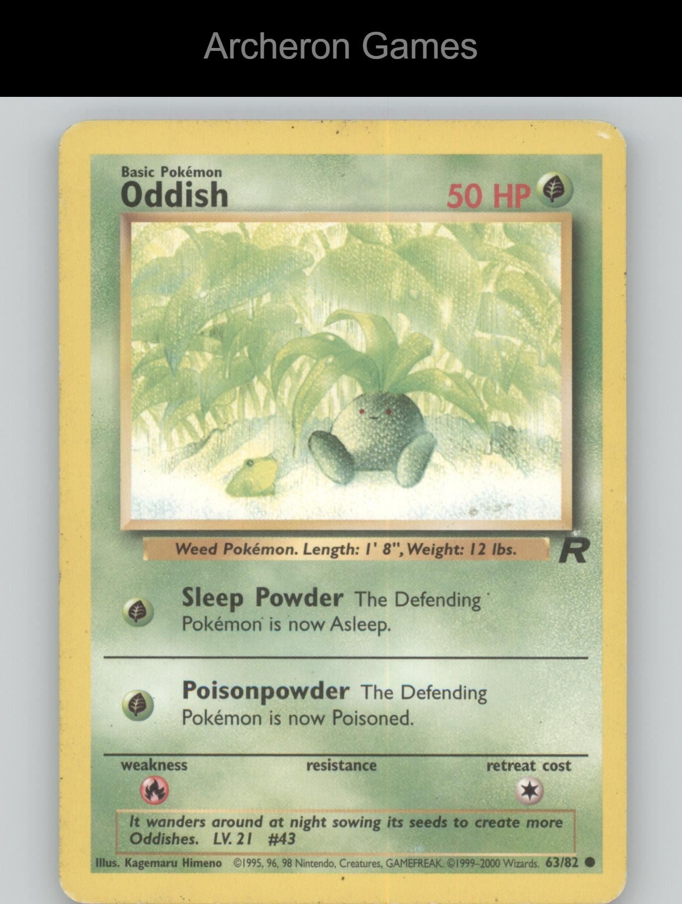 Pokemon Card Oddish TR 63/82 C Team Rocket Unlimited