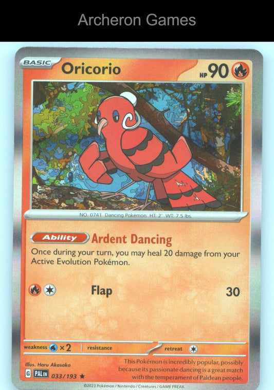 Pokemon Card Oricorio PAL 033/193 R Paldea Evolved Holo