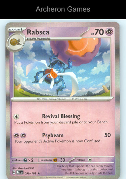 Pokemon Card Rabsca PAL 099/193 R Paldea Evolved Holo