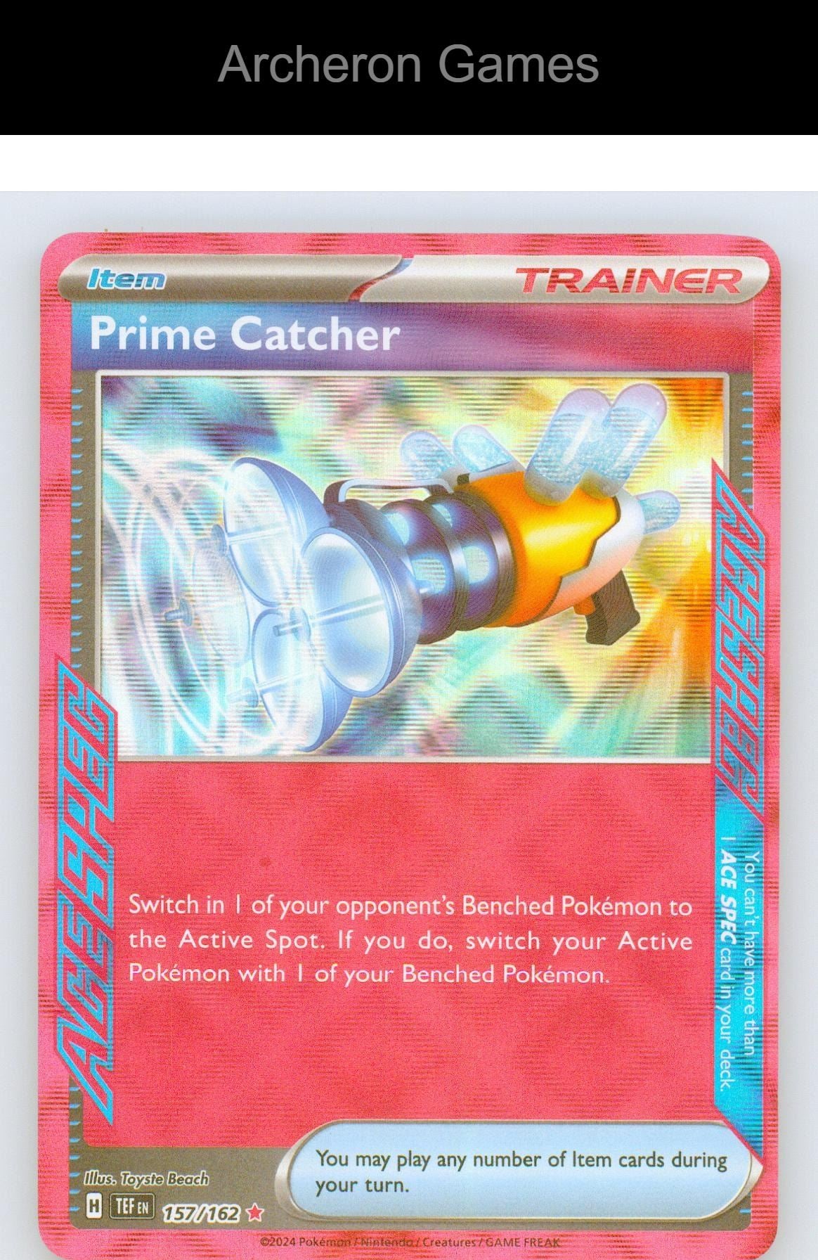 Pokemon Card Prime Catcher TEF 157/162 ACE SPEC Rare Temporal Forces Holo