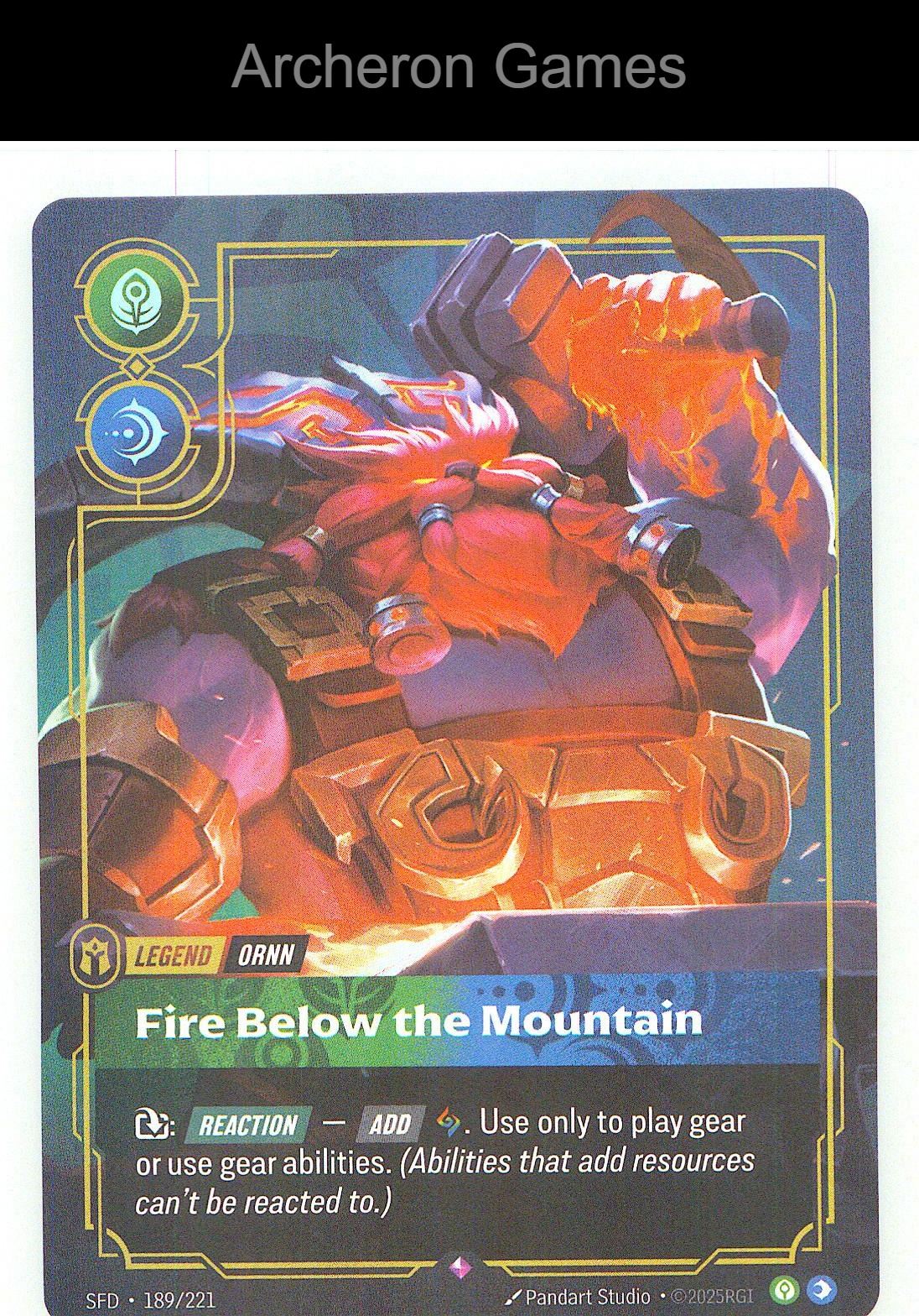 Ornn - Fire Below the Mountain SFD 189/221 R Spiritforged Riftbound Card