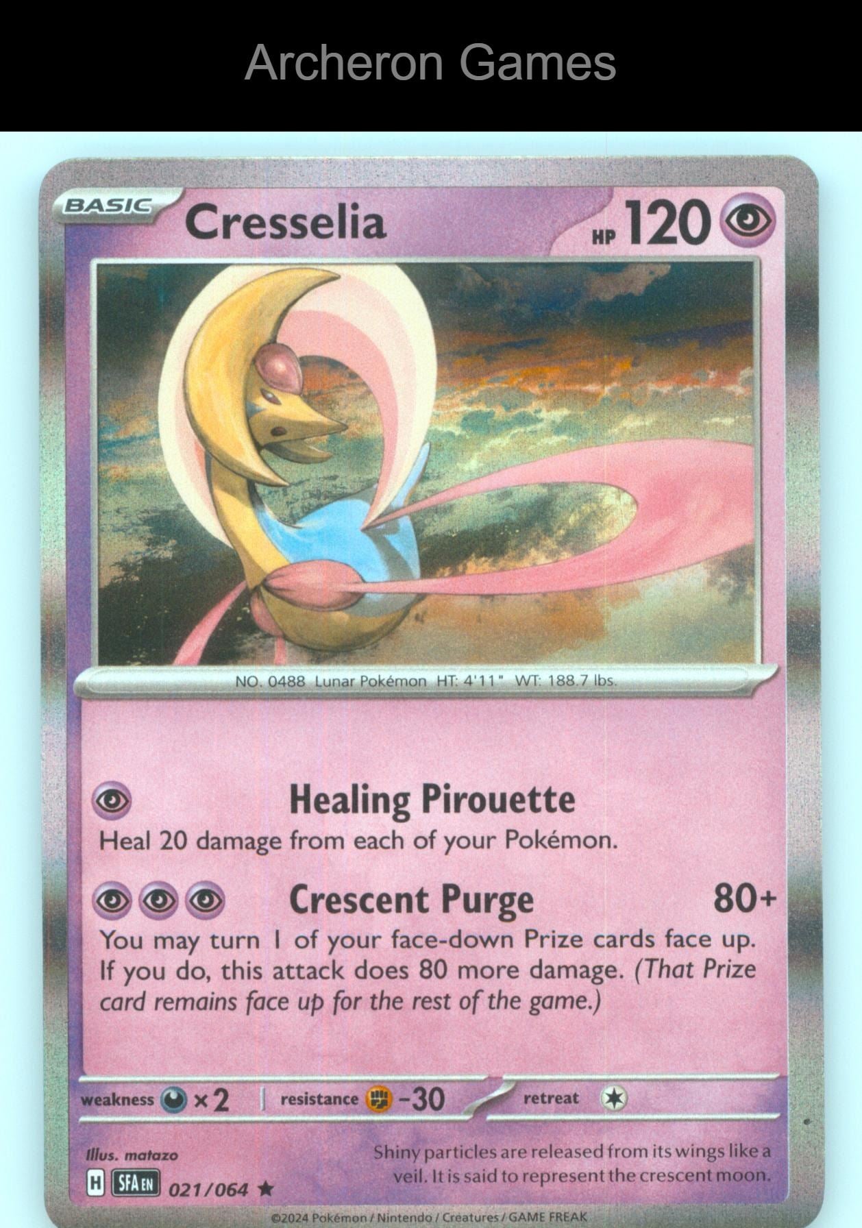 Pokemon Card Cresselia SFA 021/064 R Shrouded Fable Holo