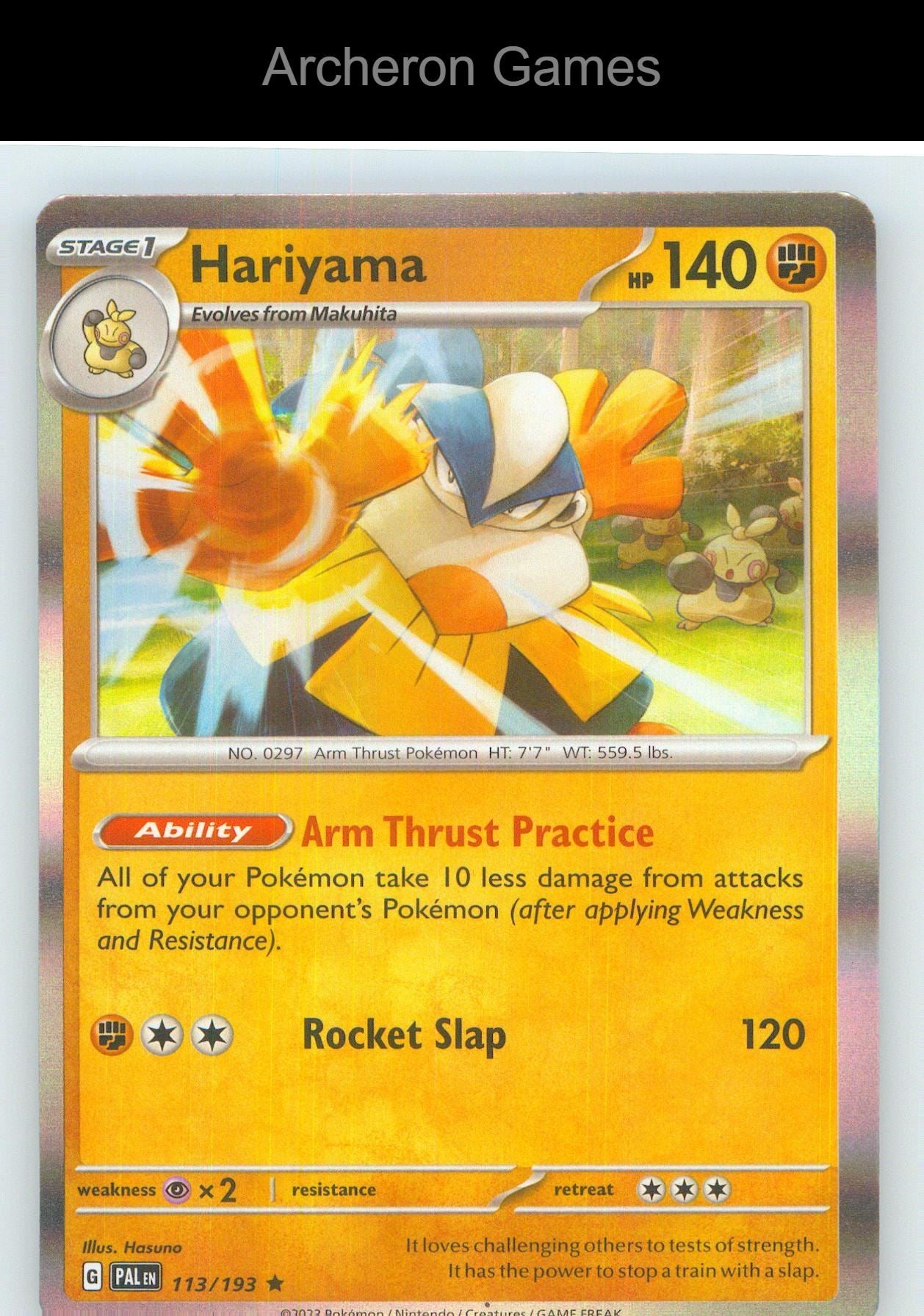 Pokemon Card Hariyama PAL 113/193 R Paldea Evolved Holo