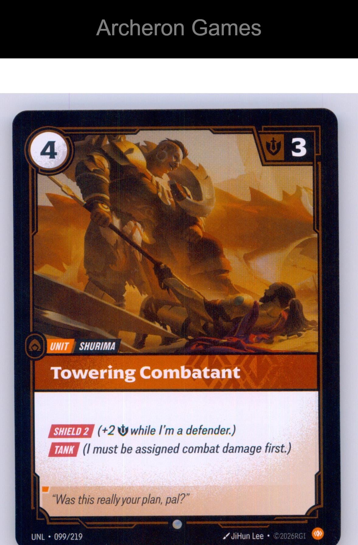 Towering Combatant UNL 099/219 C Unleashed Riftbound Card