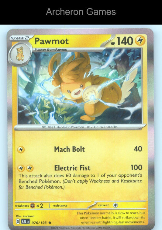Pokemon Card Pawmot PAL 076/193 R Paldea Evolved Holo