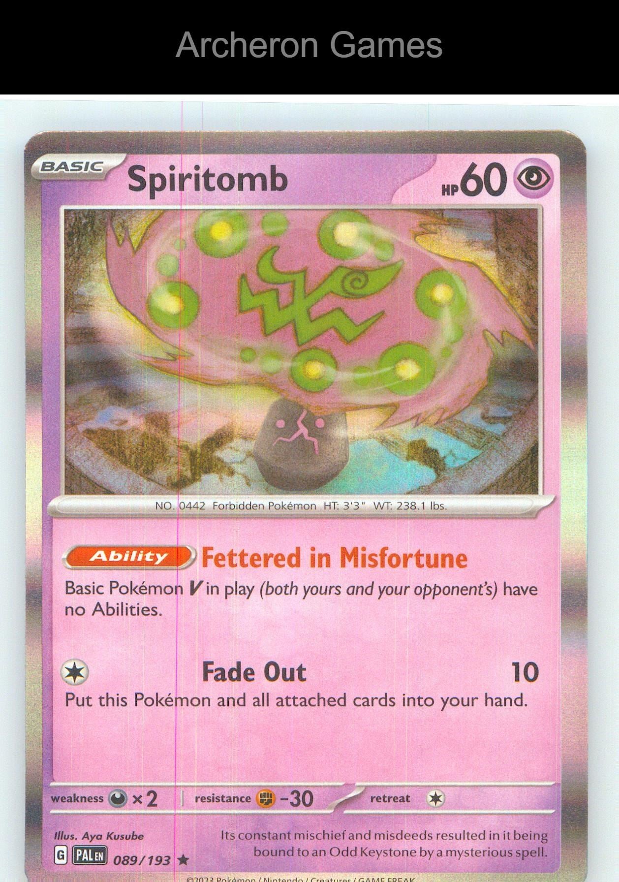 Pokemon Card Spiritomb PAL 089/193 R Paldea Evolved Holo