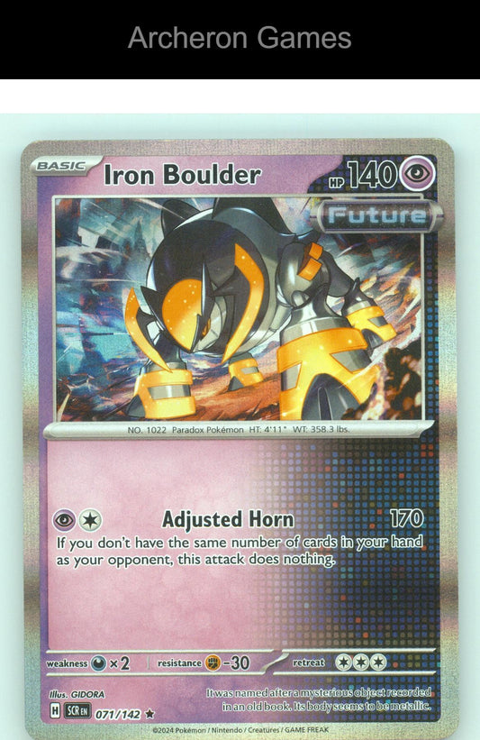 Pokemon Card Iron Boulder SCR 71/142 R Stellar Crown Reverse Holo