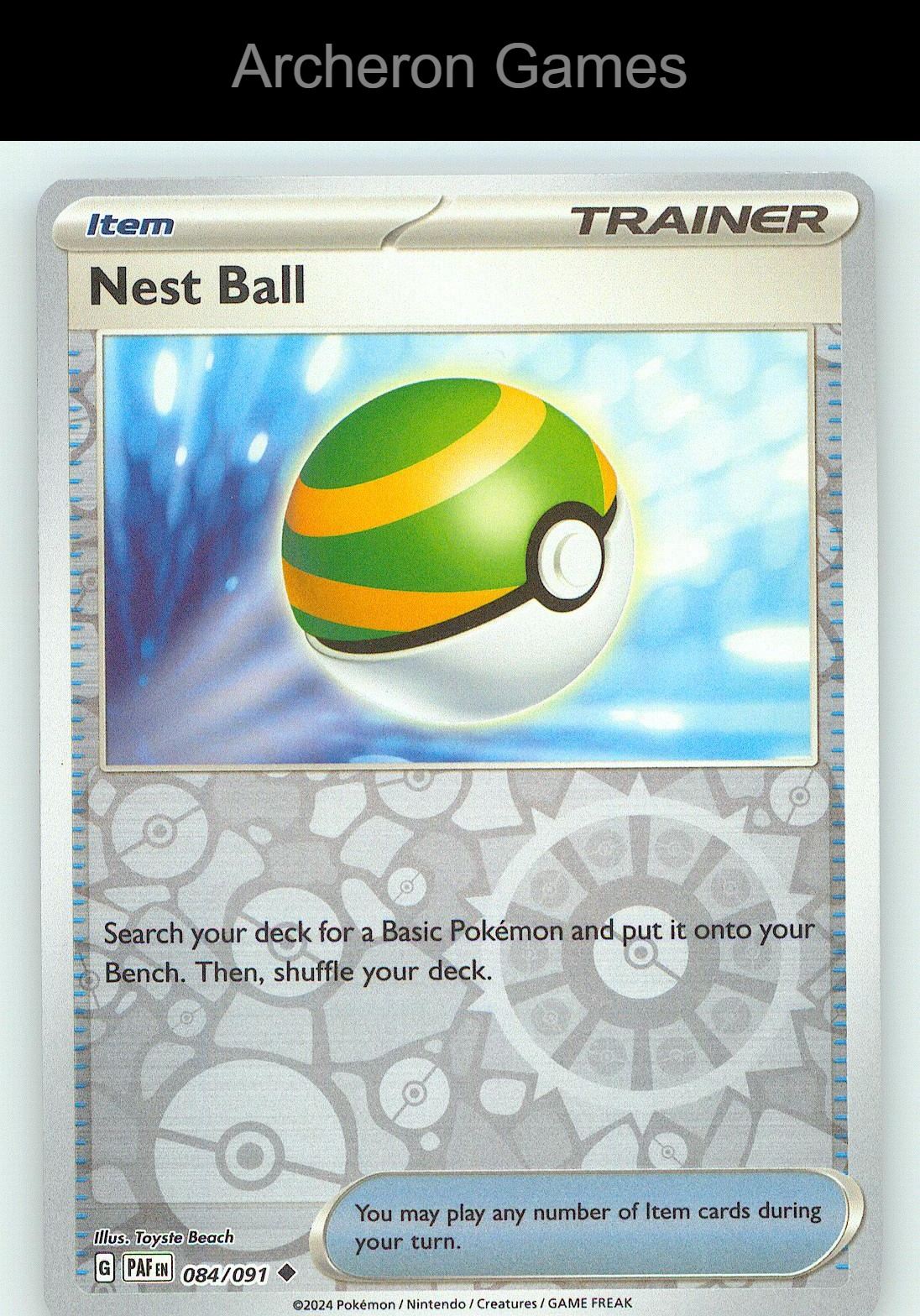 Pokemon Card Nest Ball PAF 084/091 UC Paldean Fates Reverse Holo