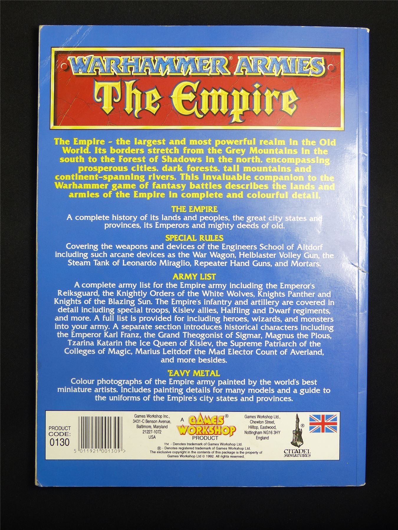 Warhammer Armies: The Empire 4th Edition Softback 1996 - Warhammer Old World #1HA