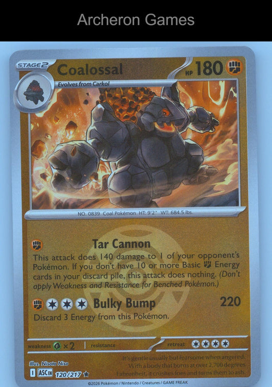Pokemon Card Coalossal (Dusk Ball) ASC 120/217 R Ascended Heroes Reverse Holo