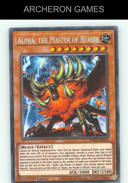 Alpha, the Master of Beasts SEC YUGIOH Card