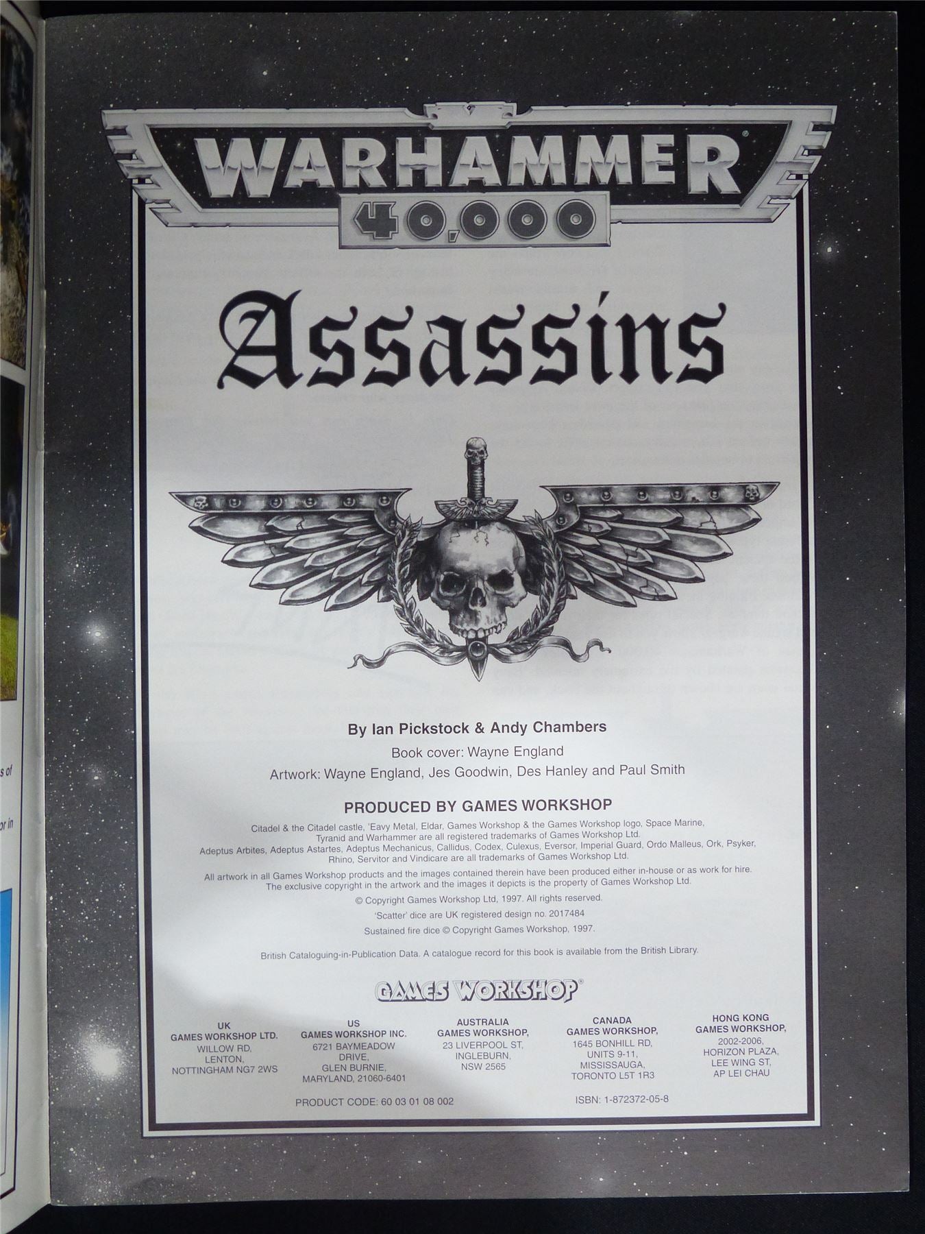 Assassins 2nd Edition Codex Softback - Warhammer 40K #1PJ