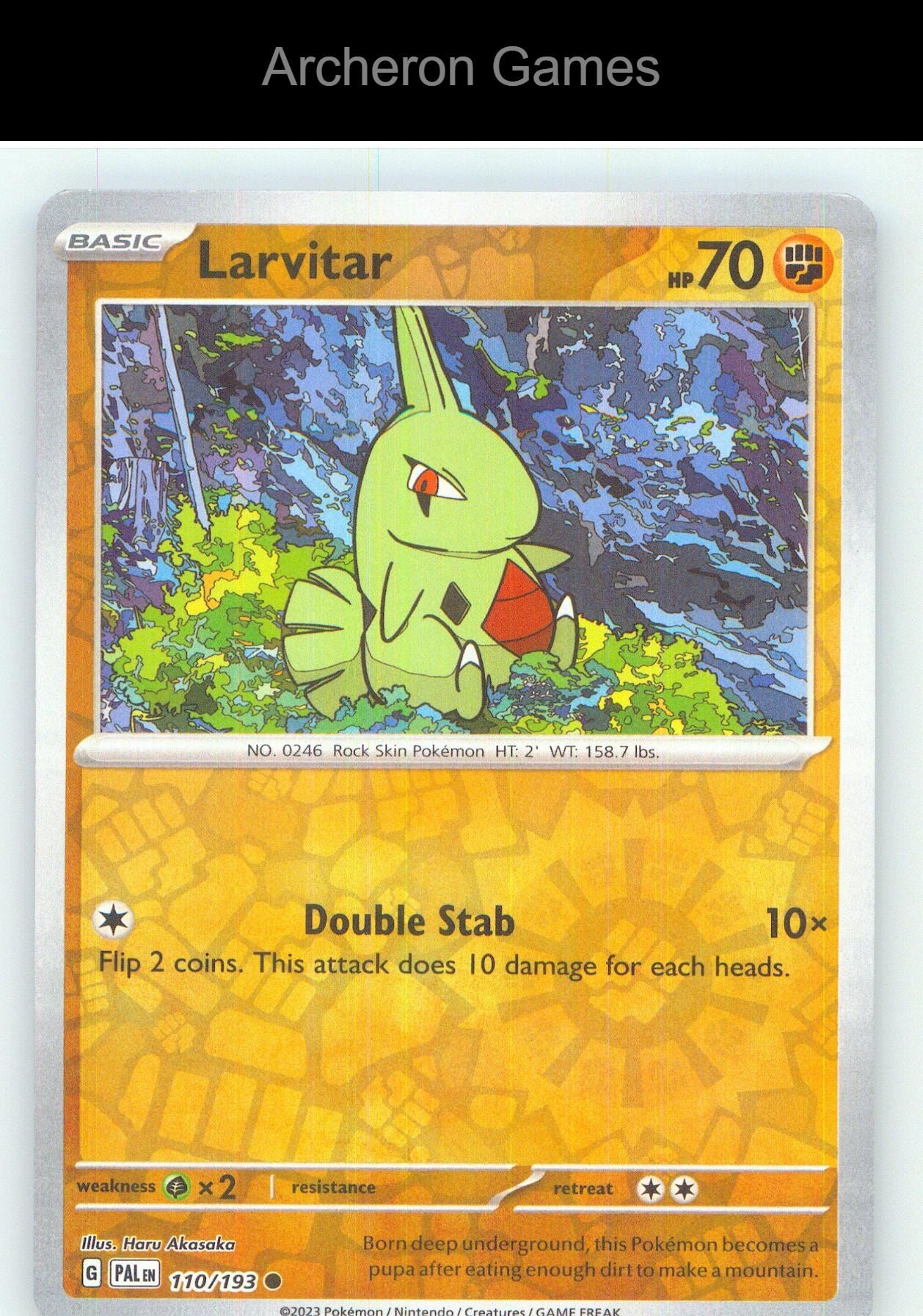 Pokemon Card Larvitar PAL 110/193 C Paldea Evolved Reverse Holo