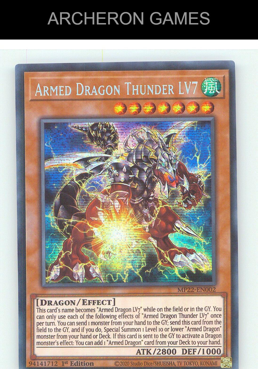 Armed Dragon Thunder LV7 Prismatic Secret Rare YUGIOH Card 1st Edition