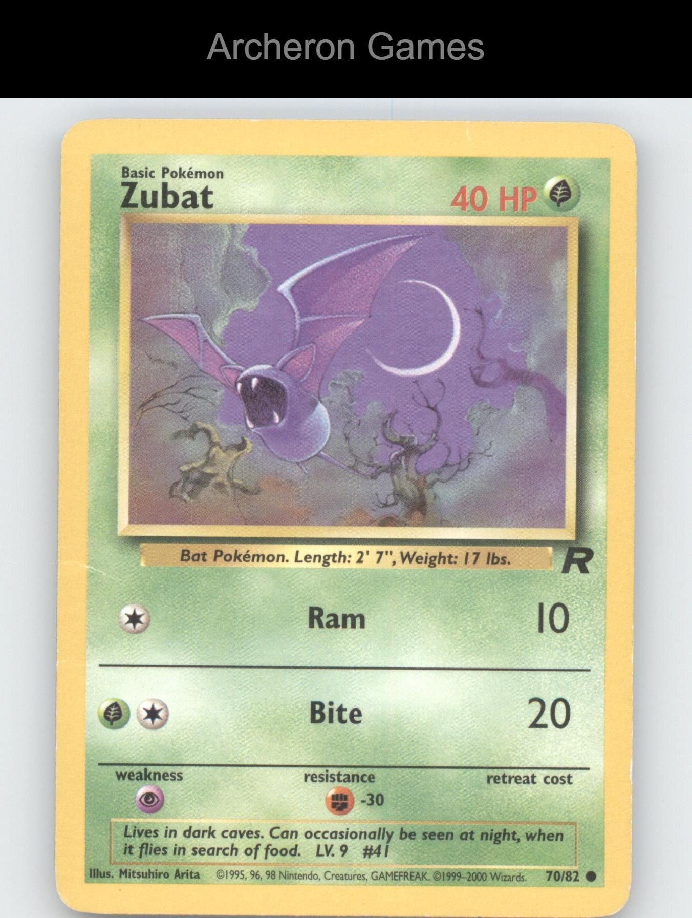 Pokemon Card Zubat TR 70/82 C Team Rocket Unlimited