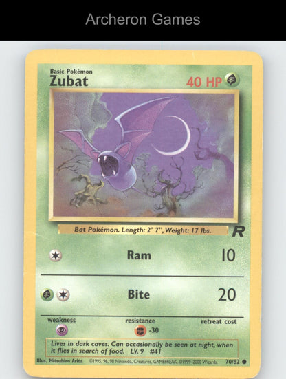 Pokemon Card Zubat TR 70/82 C Team Rocket Unlimited