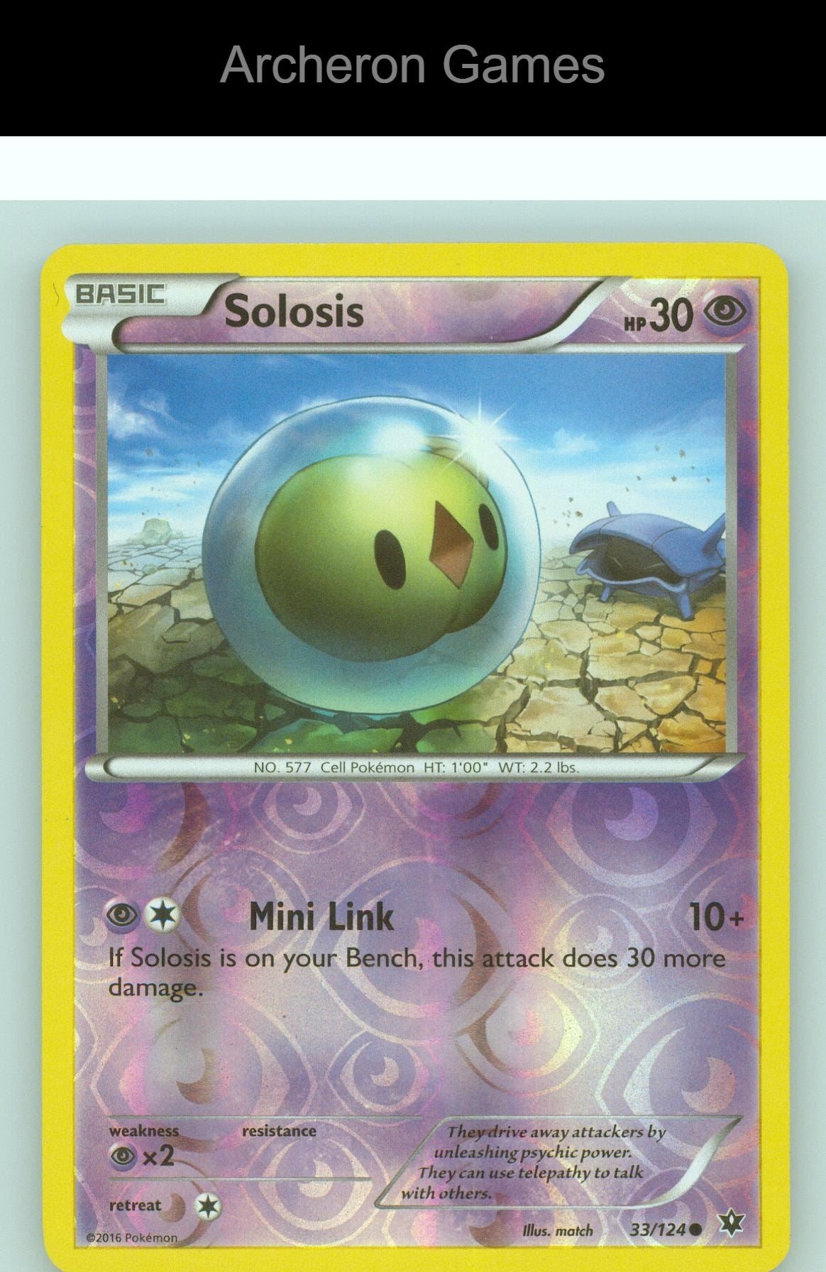 Pokemon Card Solosis FCO 33/124 C Fates Collide Reverse Holo