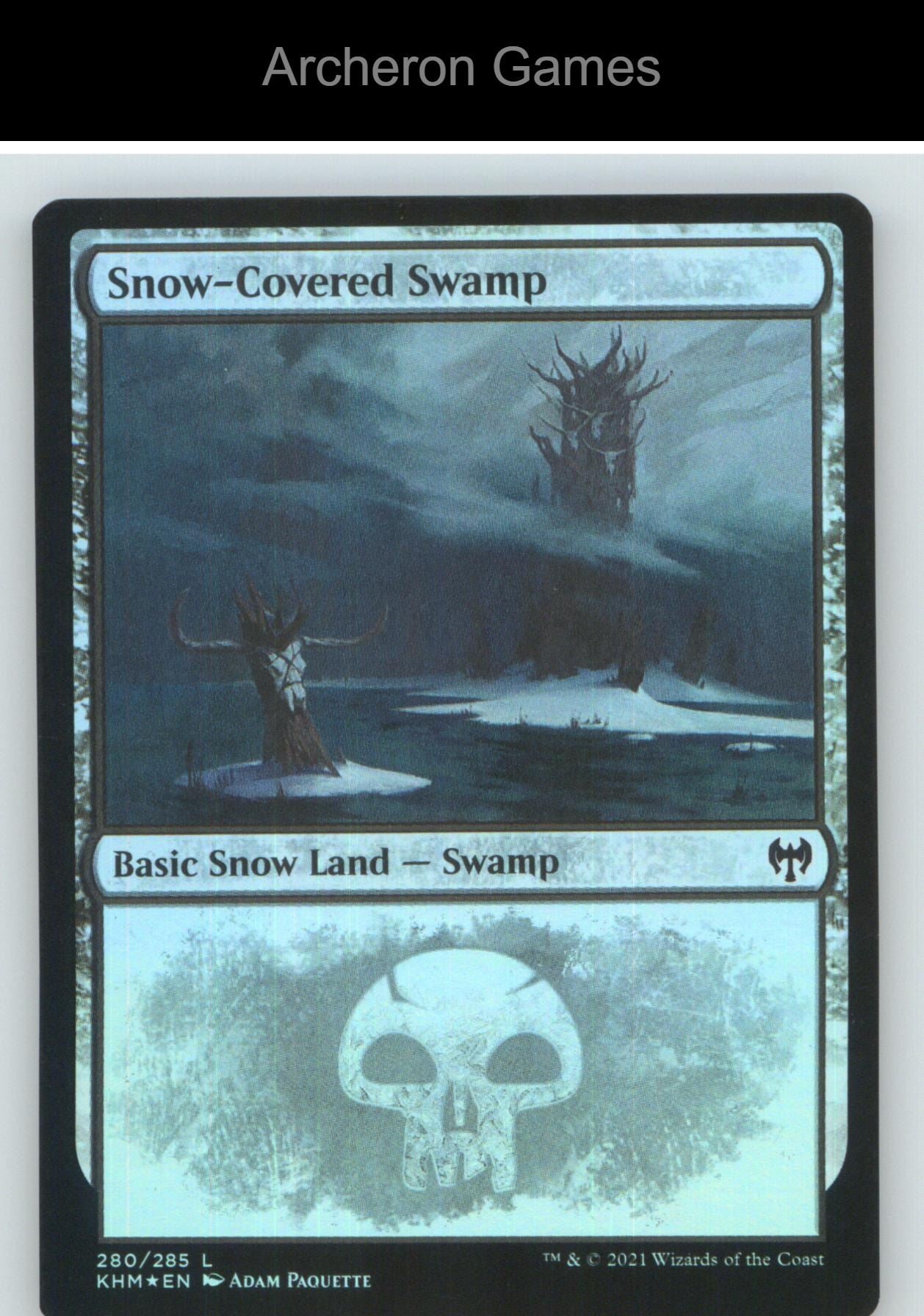 Snow-Covered Swamp (280) KHM 280 Land MTG Card NM/EX+ Foil