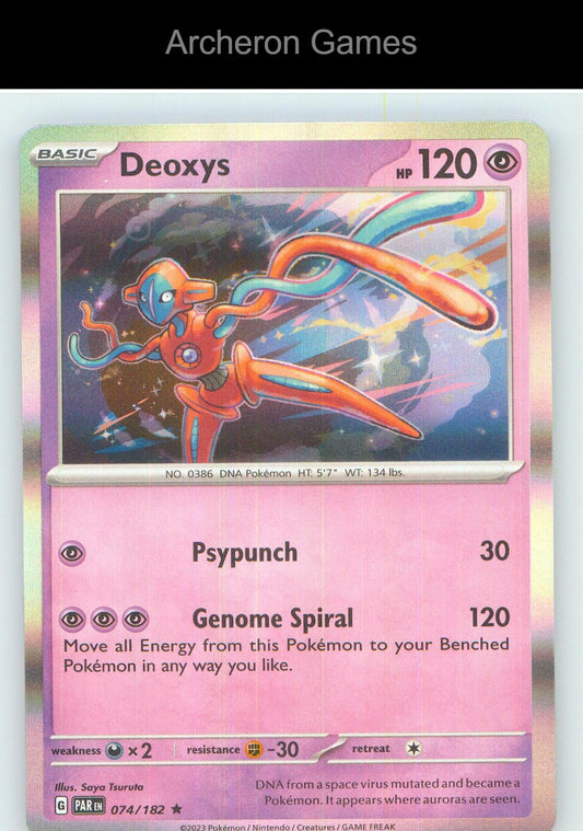 Pokemon Card Deoxys PAR 074/182 R Paradox Rift Holo